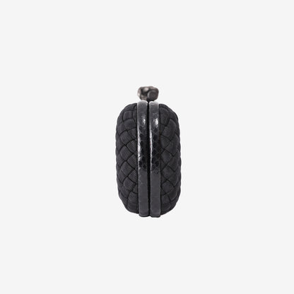 Bottega Veneta Woven Silk Stretch Knot Clutch in Black