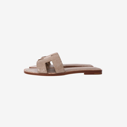Hermès Oran Sandals in Beige Argile Lizard Leather (Size 37.5)