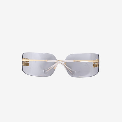 Miu Miu 54YS Rimless Sunglasses in Dark Grey with Gold-Tone Hardware