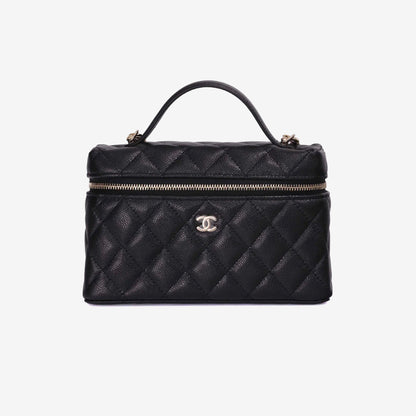 Chanel LP Vanity Case with Chain Small CC Logo in Black Caviar Leather with Gold Hardware (Contact to Enquire)