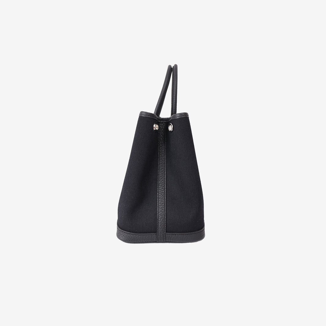 Hermès Garden Party 30 in Noir Toile with Palladium Hardware
