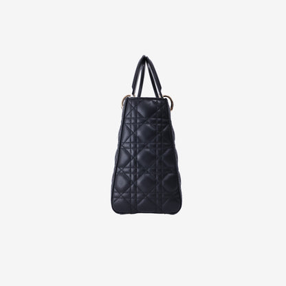 Dior Lady Dior Medium in Black Lambskin Leather with Gold Hardware