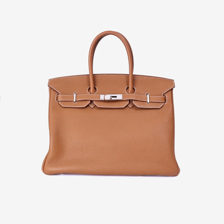 Hermès Birkin 35 in Gold Togo Leather with Palladium Hardware front view
