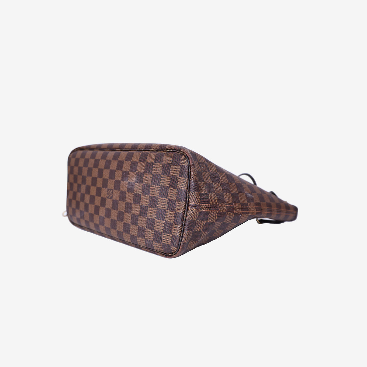 Louis Vuitton Neverfull Tote Bag in Brown Monogram Canvas Leather with Gold Hardware bottom side view