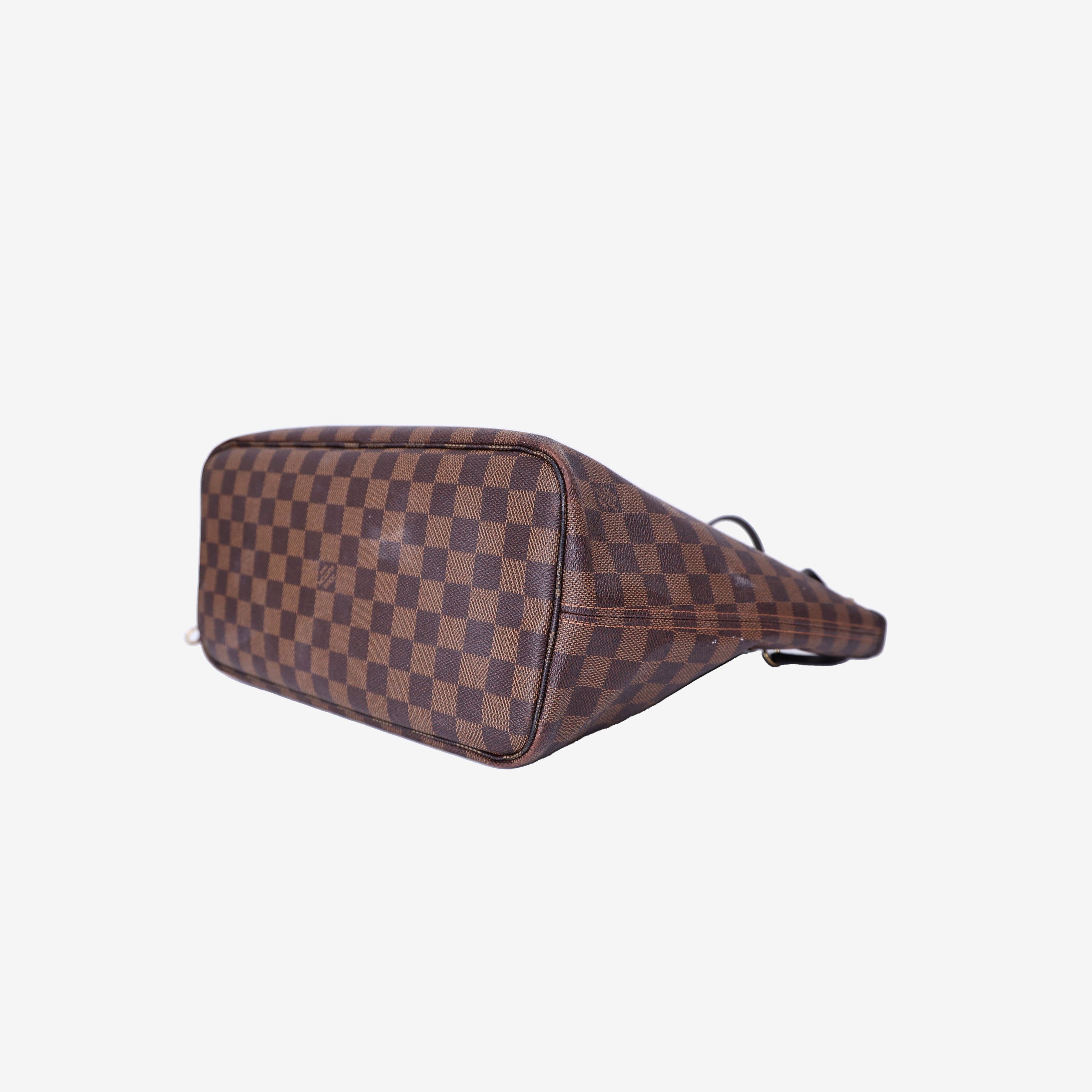 Louis Vuitton Neverfull Tote Bag in Brown Monogram Canvas Leather with Gold Hardware bottom side view