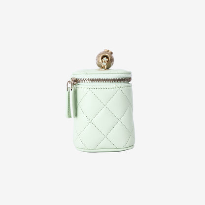 Chanel Mini Square Vanity Case in Light Green Lambskin with Gold Hardware