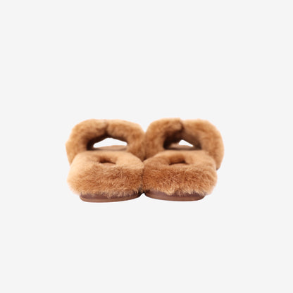 Hermès Oran Sandals in Naturel Shearling (Size 38.5)