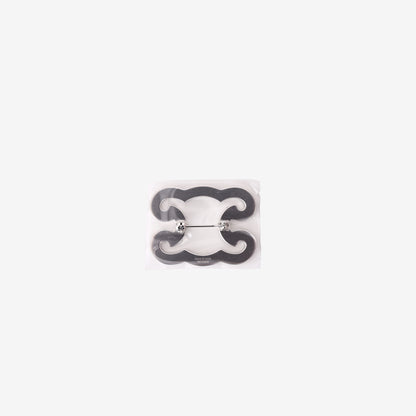 Celine Triomphe Motif Brooch in Silver-Tone Metal