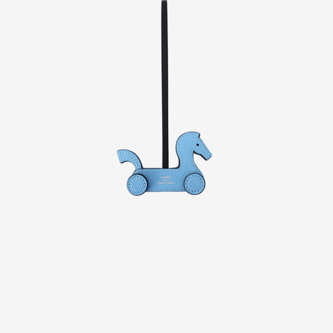 Hermès De Sac Cabriolo Bag Charm in Blue Epsom Leather
