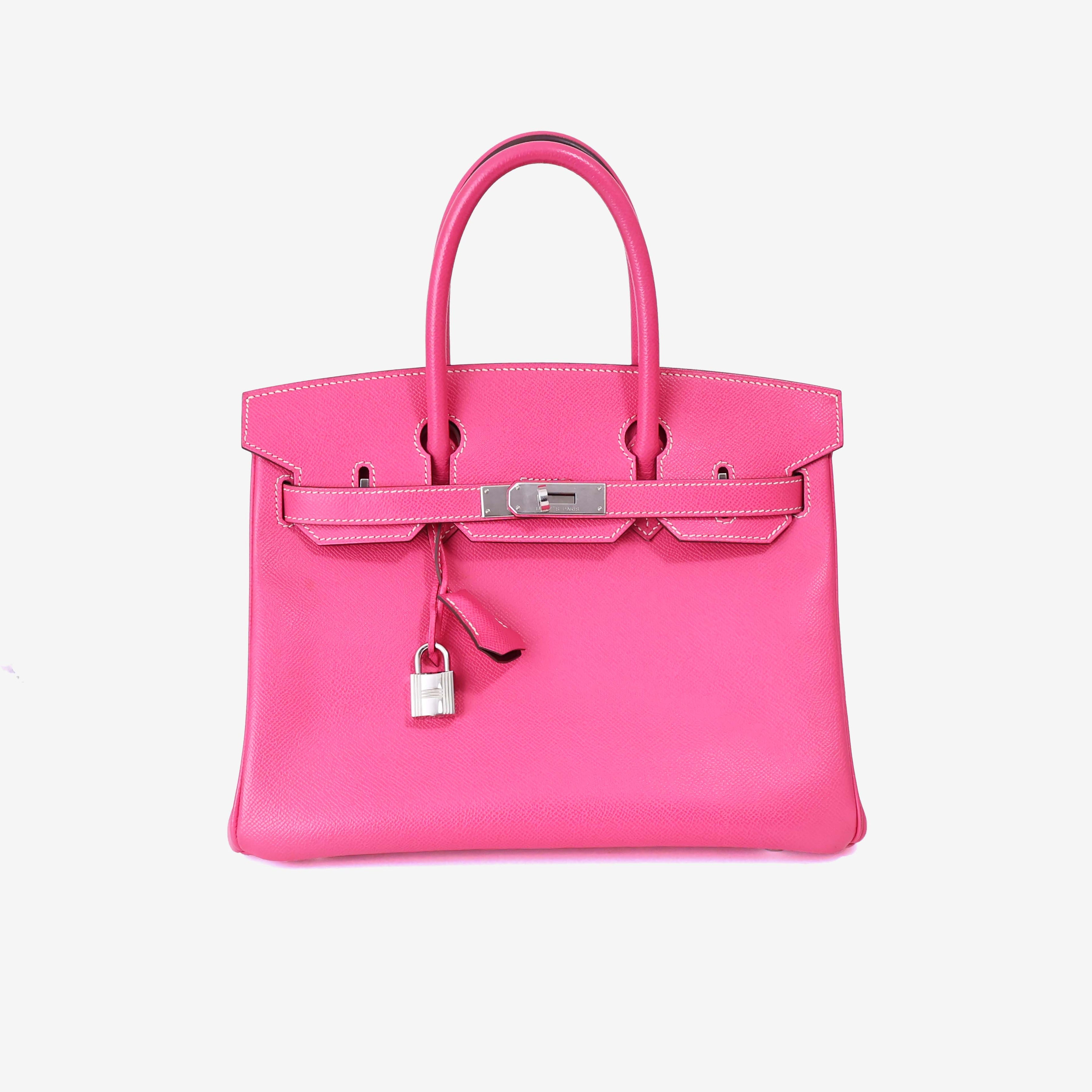 Hermès Birkin 30 in Rose Tyrien Epsom Leather with Palladium Hardware front view