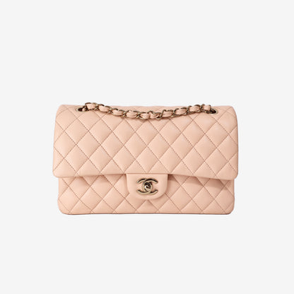 Chanel Medium Classic Double Flap Bag in Light Beige Caviar with Gold Hardware