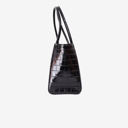 Chanel 26S Crocodile-Embossed Shopping Tote in Black Calfskin with Gold Hardware (Contact to Enquire)