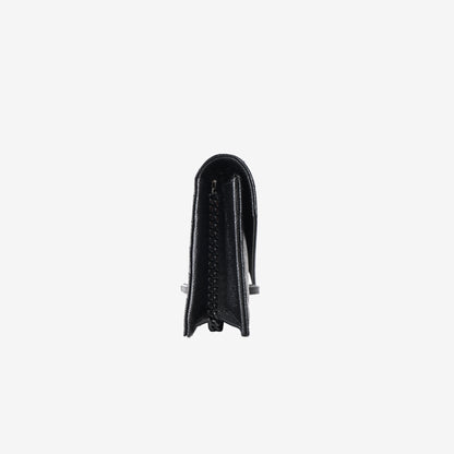 Saint Laurent Matelassé Envelope Wallet in Black Quilted Leather with Tonal Black Hardware