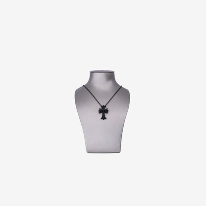 Chrome Hearts Cross Pendant Necklace in Black Silicone front view