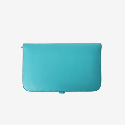 Hermès Dogon Duo Wallet in Turquoise Leather with Palladium Hardware