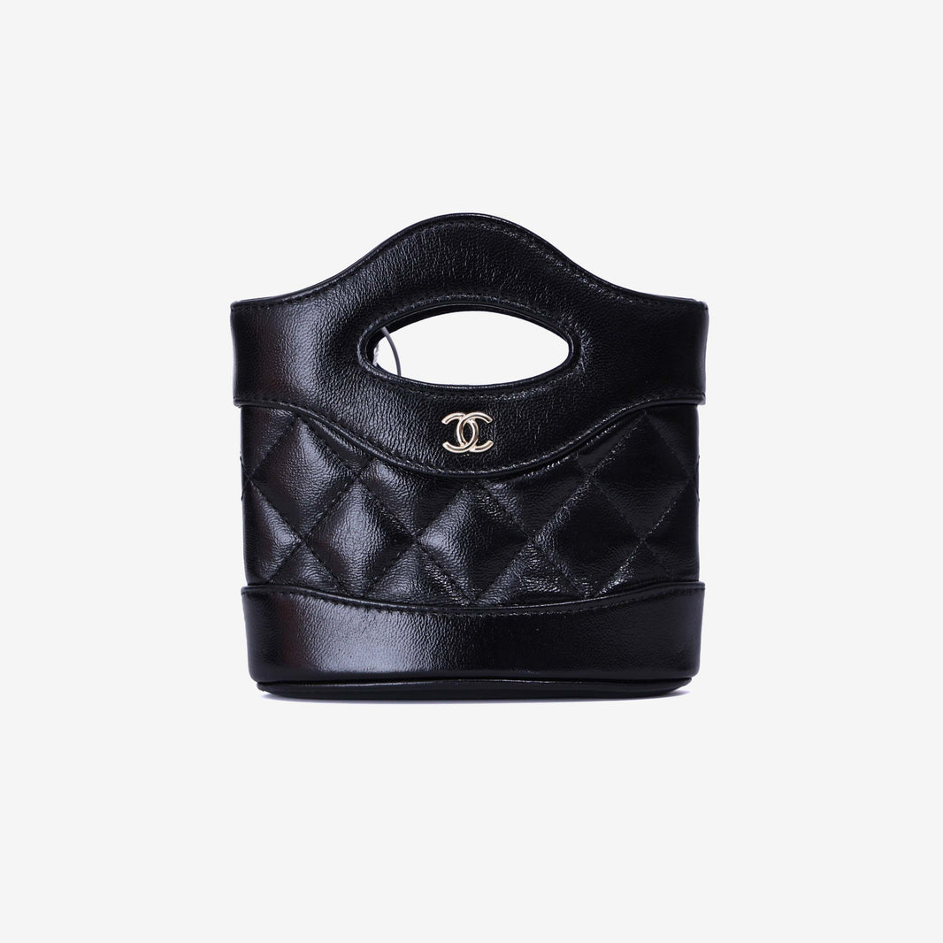 Chanel 31 Nano Mini Bag in Black Lambskin Leather with Gold Hardware (Contact to Enquire)