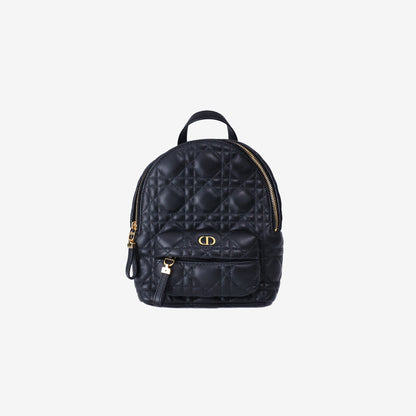 Dior Cannage Mini Backpack in Black Quilted Lambskin Leather with Gold Hardware