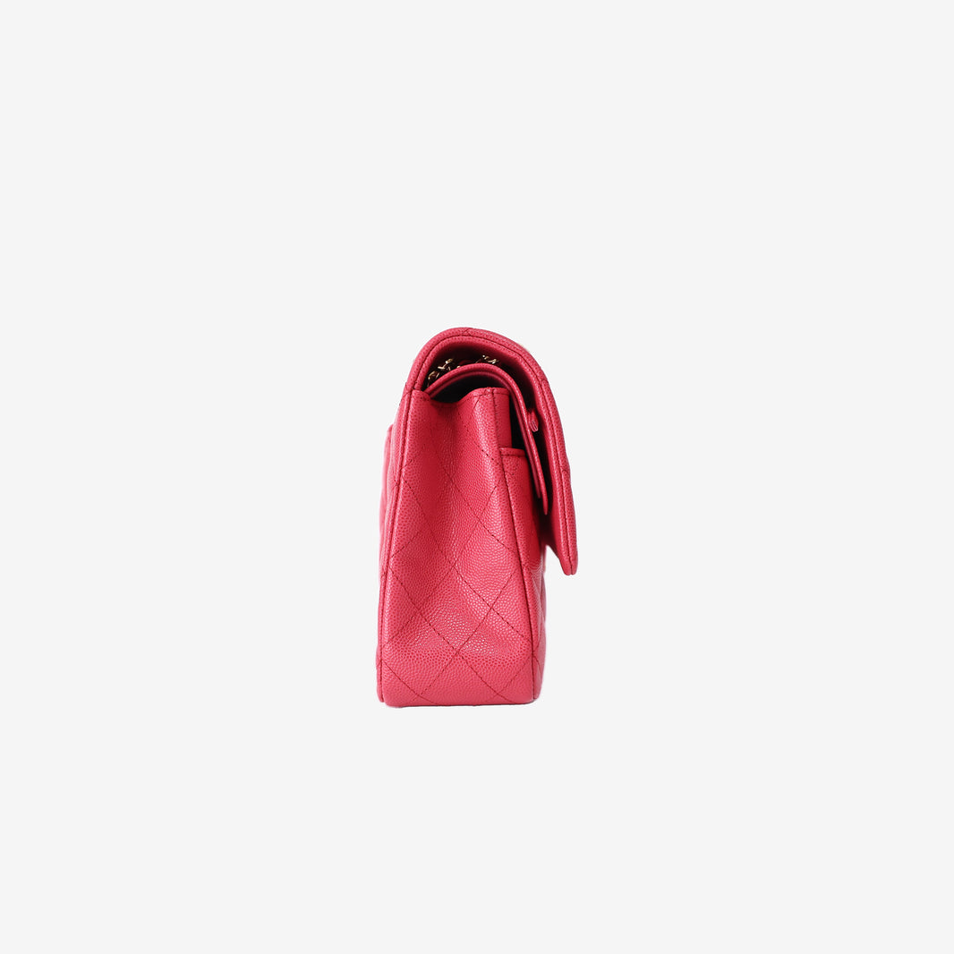 Chanel Medium Classic Double Flap Bag in Pink Caviar Leather with Gold Hardware