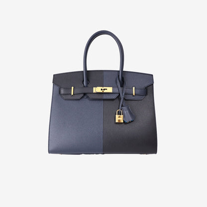 Hermès Birkin 30 Casaque in Black/Bleu Indigo/Bleu Frida Epsom Leather with Gold Hardware