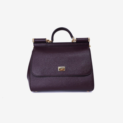 Dolce & Gabbana Sicily Medium Tote Bag in Burgundy Calfskin Leather with Gold Hardware (Contact to Enquire)