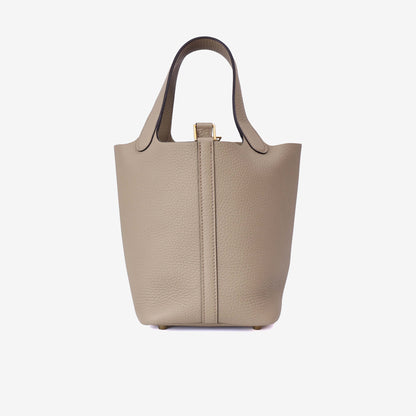 Hermès Picotin 18 in Beige Marfa Clemence Leather with Gold Hardware back view