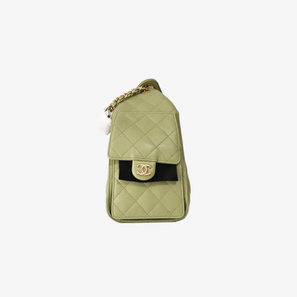 Chanel 25 Hobo Bag Small in Green Caviar Leather with Gold Hardware