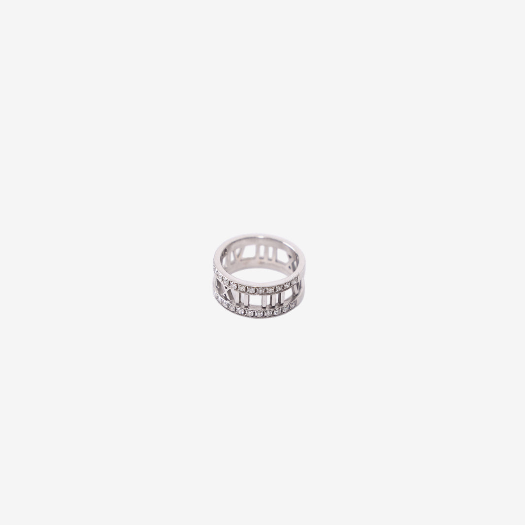 Tiffany & Co. Atlas Ring in 18ct White Gold with Diamonds (Size 54)