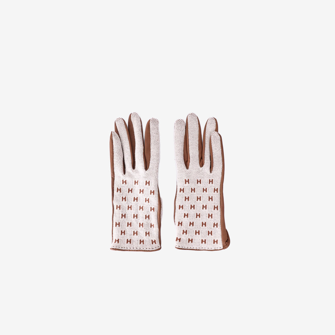 Hermès Federica Gloves in Gold Lambskin Leather/Cashmere (Size 8)