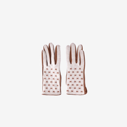 Hermès Federica Gloves in Gold Lambskin Leather/Cashmere (Size 8)