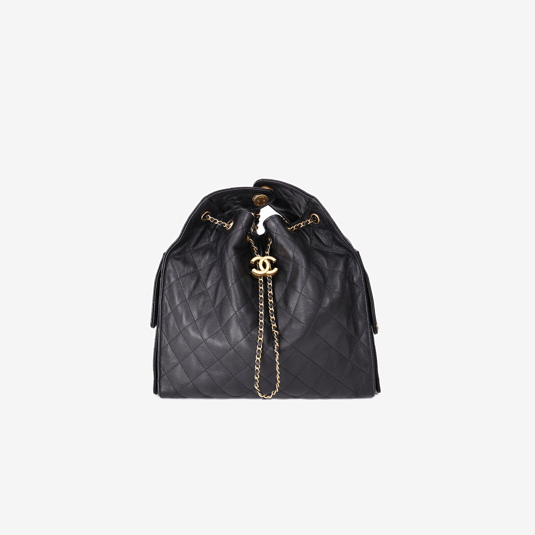 Chanel 25 Medium Hobo Bag in Black Caviar Leather with Gold Hardware (Contact to Enquire)