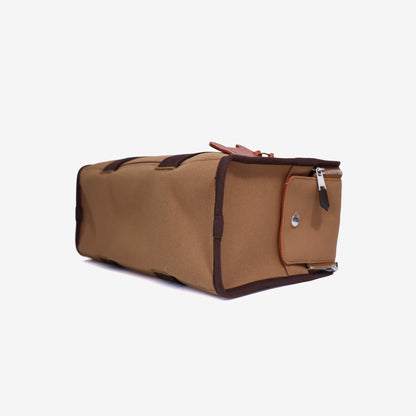 Hermès Dog Carrying Bag in Fauve/Feu Canvas Leather with Palladium Hardware bottom side view