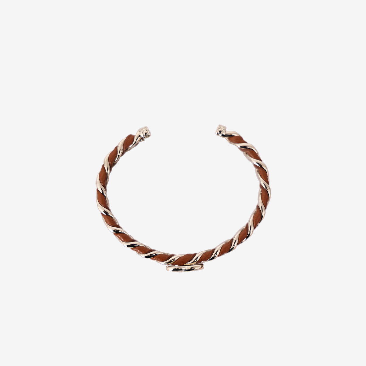 Chanel Cuff Bracelet in Gold Metal and Brown Lambskin Leather with Resin top view