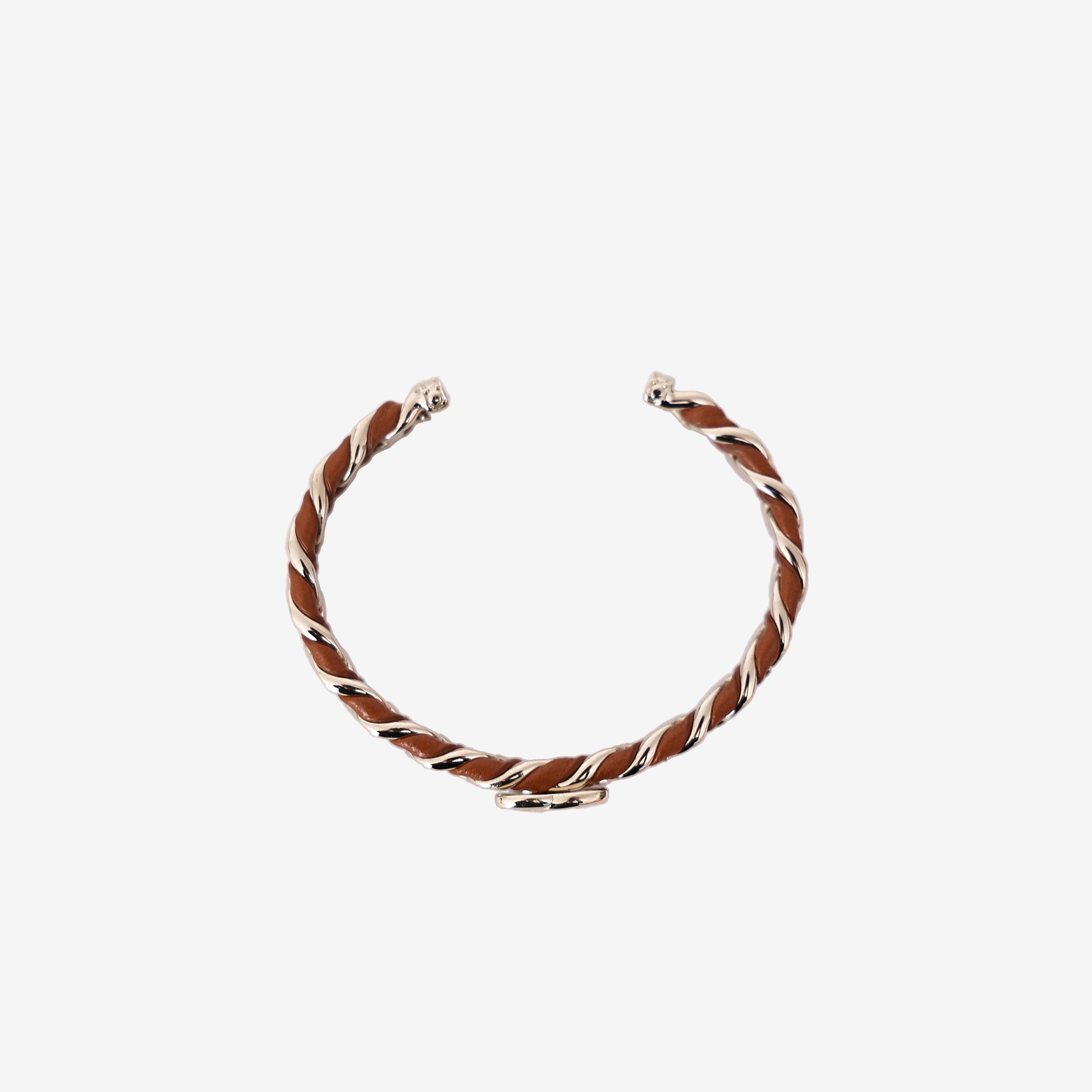 Chanel Cuff Bracelet in Gold Metal and Brown Lambskin Leather with Resin top view