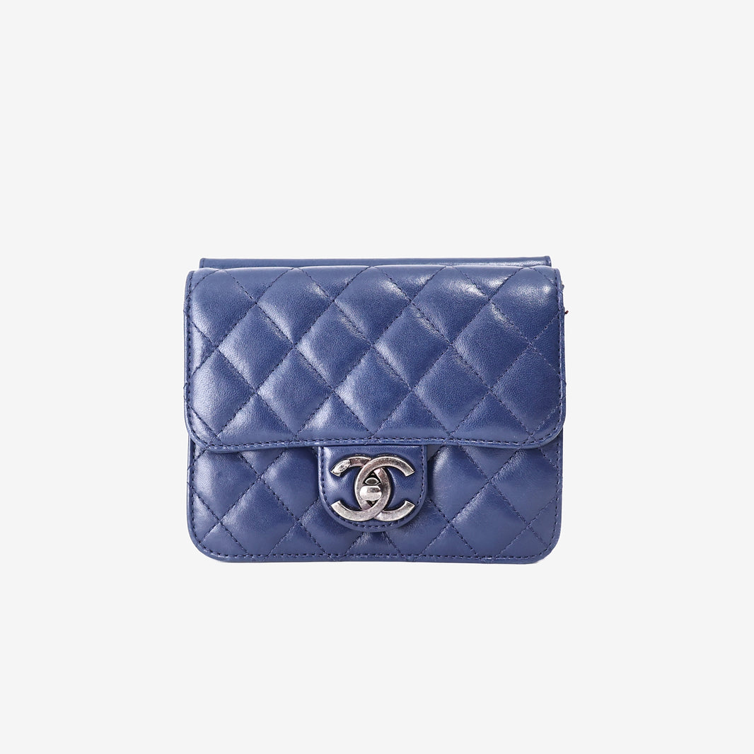 Chanel Crossing Times Flap Bag in Navy Lambskin Leather with Gold Hardware