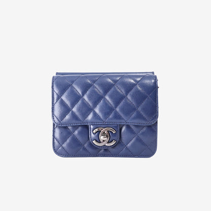 Chanel Crossing Times Flap Bag in Navy Lambskin Leather with Gold Hardware