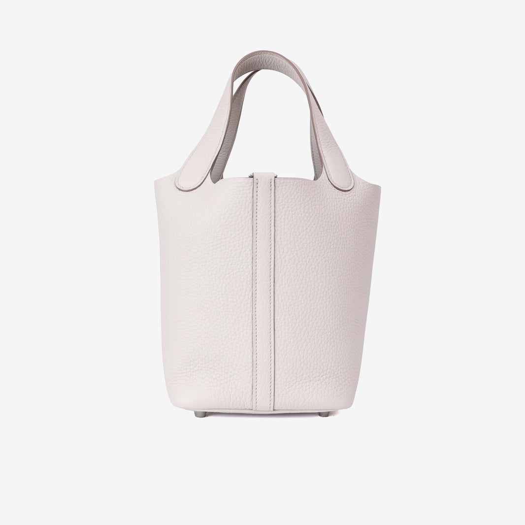 Hermès Picotin 18 in Beton Clemence Leather Palladium Hardware front view