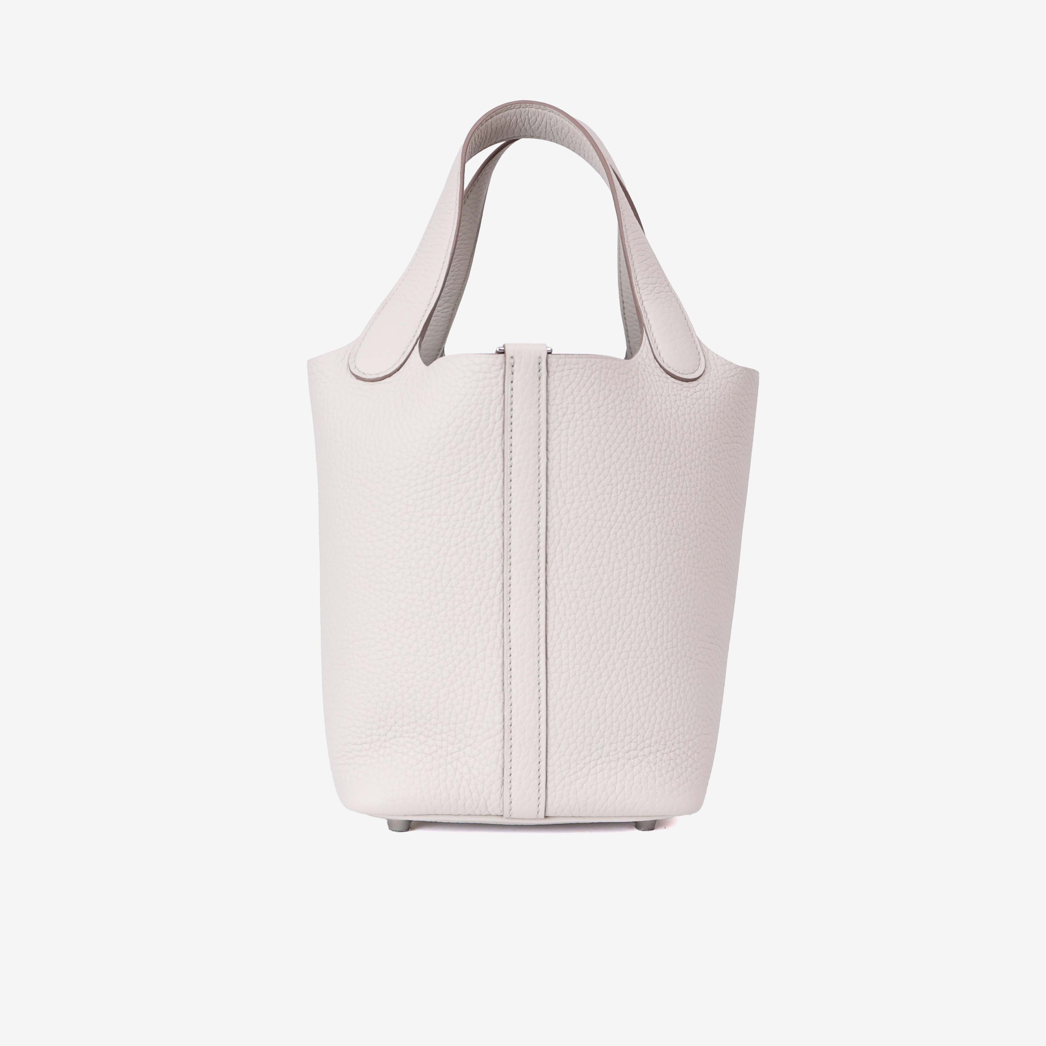 Hermès Picotin 18 in Beton Clemence Leather Palladium Hardware front view