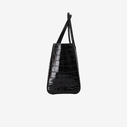 Chanel 26K Shopping Bag in Black Crocodile-Embossed Calfskin Leather with Gold Hardware