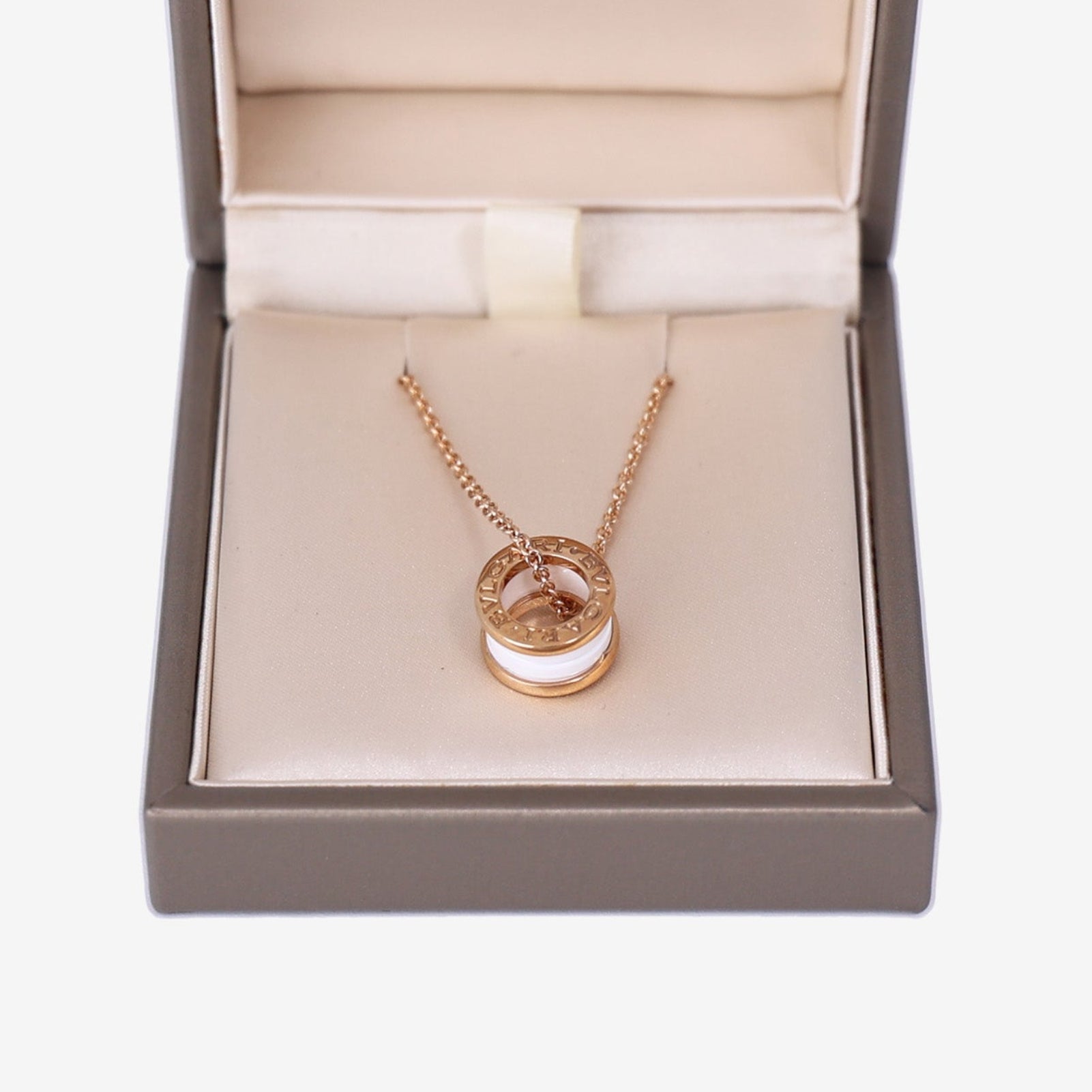Bvlgari B.zero1 Necklace in White Ceramic and 18K Rose Gold detail view