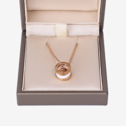 Bvlgari B.zero1 Necklace in White Ceramic and 18K Rose Gold detail view