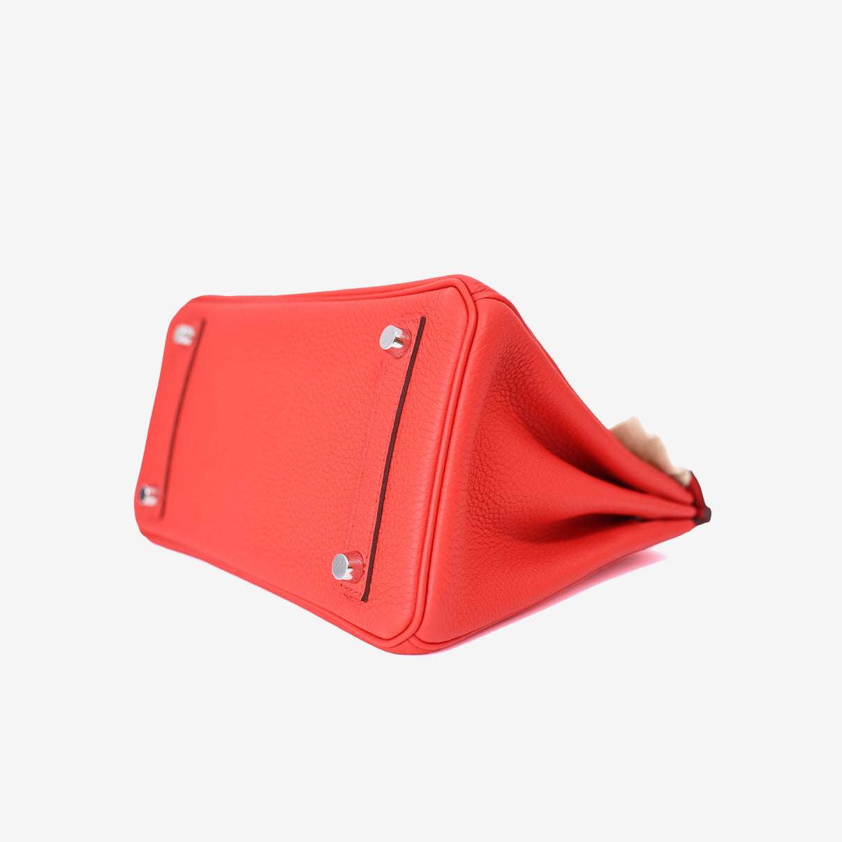 Hermès Birkin 25 in Rouge de Cœur Togo Leather with Palladium Hardware bottom side view