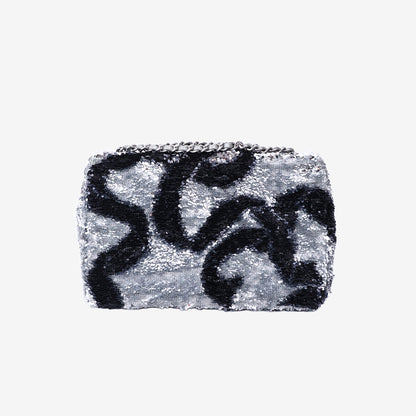 Chanel Flap Bag in Silver/Black Quilted Gradient Sequins with Ruthenium Hardware