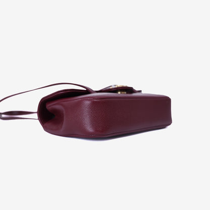 Chanel 26P Preppy Flap Mini in Dark Burgundy Calfskin Leather with Gold Hardware bottom side view