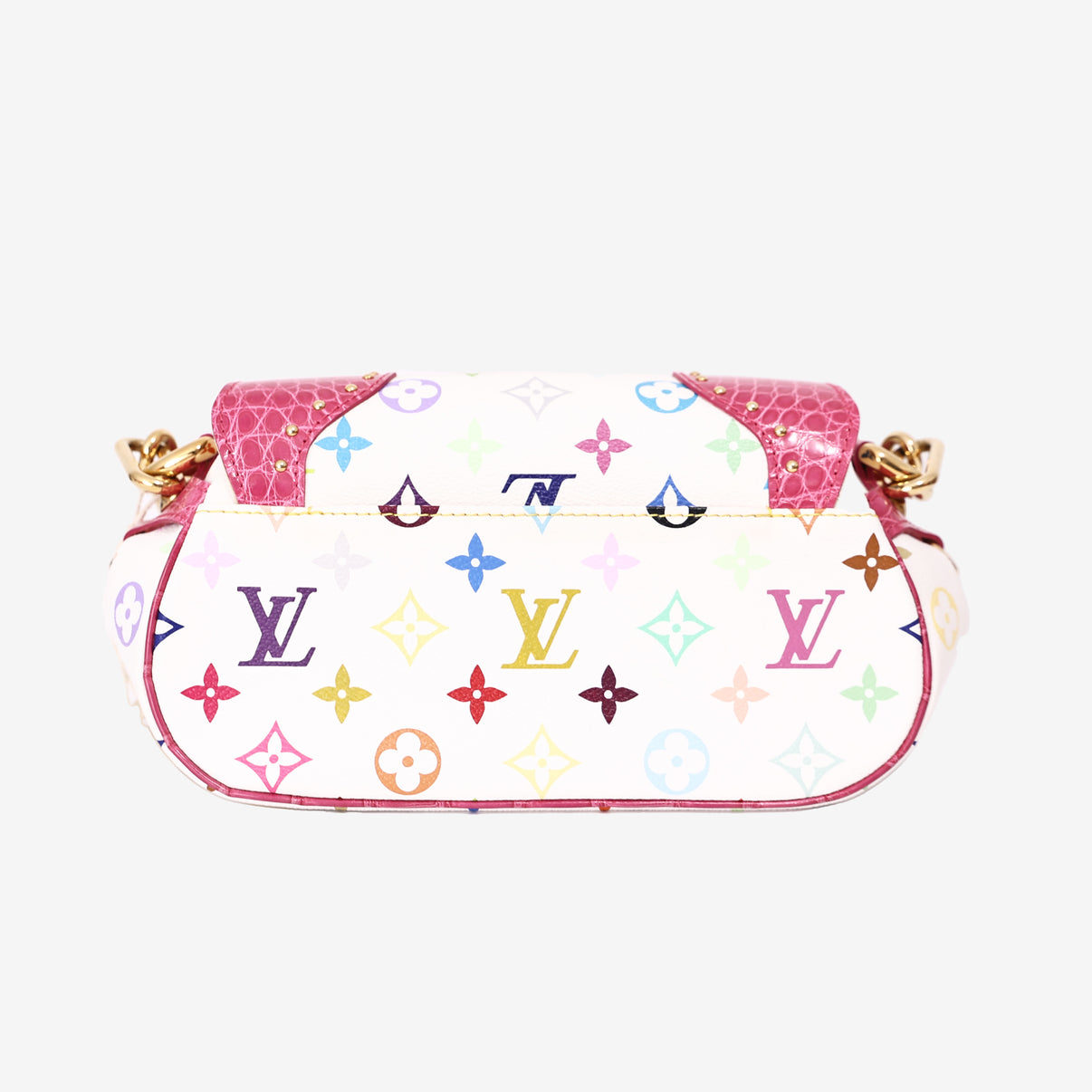 Louis Vuitton Marilyn Handbag in Monogram Canvas and Multicolour Crocodile Leather with Gold Hardware back view