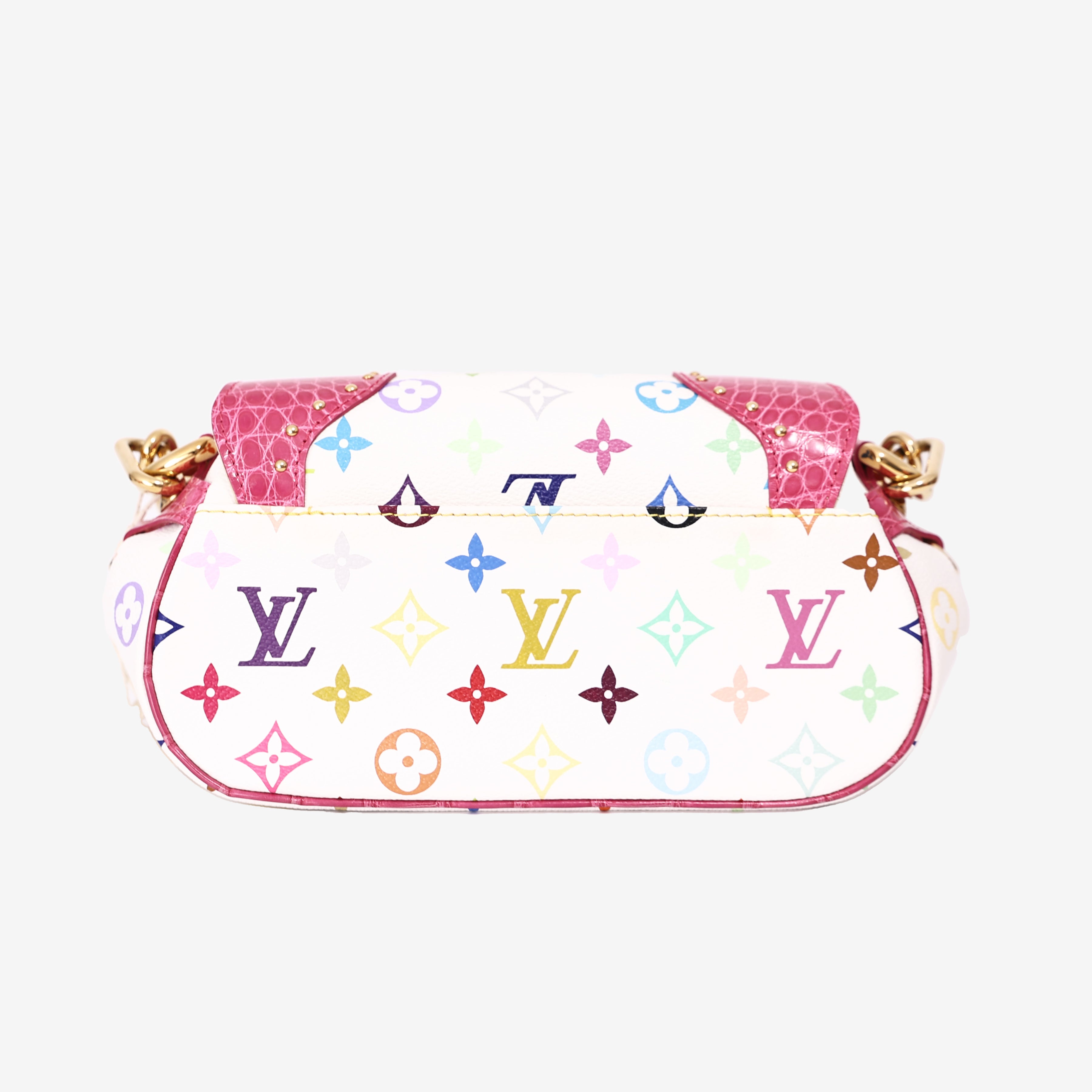 Louis Vuitton Marilyn Handbag in Monogram Canvas and Multicolour Crocodile Leather with Gold Hardware back view