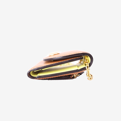 MCM Mode Travia Mini Chain Wallet in Brown Nappa Leather with Gold Hardware