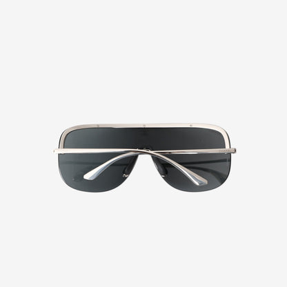 Chanel Shield Sunglasses in Silver-Tone Metal with Dark Grey Lenses