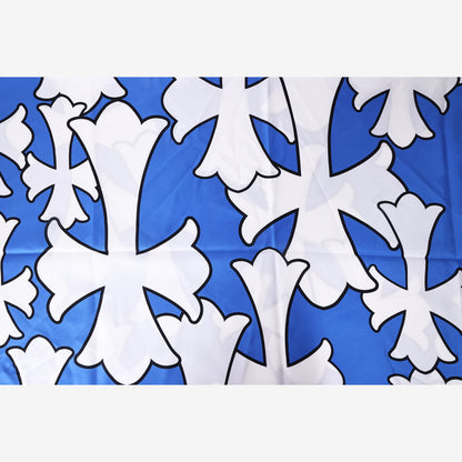 Chrome Hearts Cemetery Cross Silk Scarf in Blue/White Silk