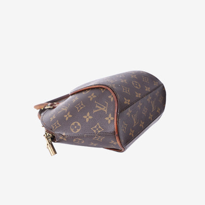 Louis Vuitton Ellipse PM Bag in Brown Monogram Coated Canvas with Gold Hardware