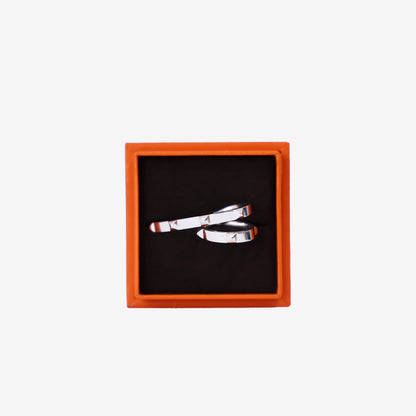Hermès Clou d’H Double Tour Ring in Sterling Silver front view